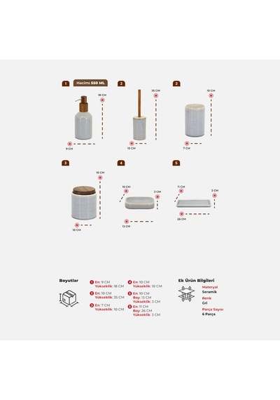 Primanova Elegance 6 Parça Banyo Seti Diğer