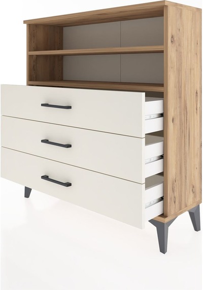 Arges Şifonyer 2 Raflı 3 Çekmeceli 88x30x96 Çam-aytaşı Çam