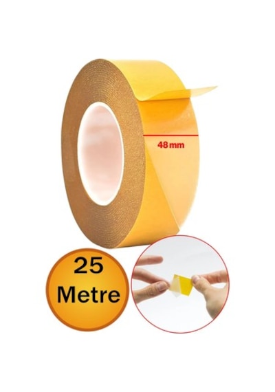 Şeylişeyler - Çift Taraflı Bant 48 Mm X 25 Metre Güçlü Yapışkanlı Genel Amaçlı Bant 1 Adet