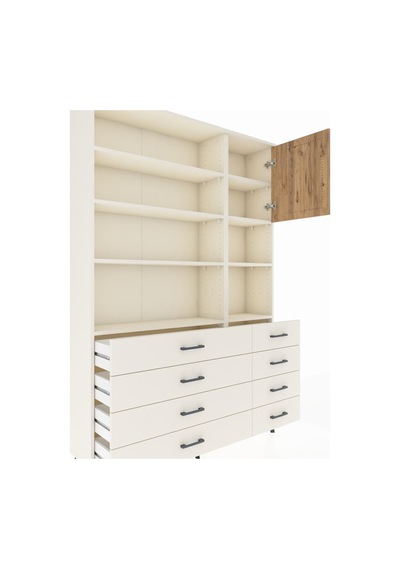 Arges Dolap 8 Raflı 8 Çekmeceli Tek Kapaklı 132x30x195 Aytaş... Aytaşı