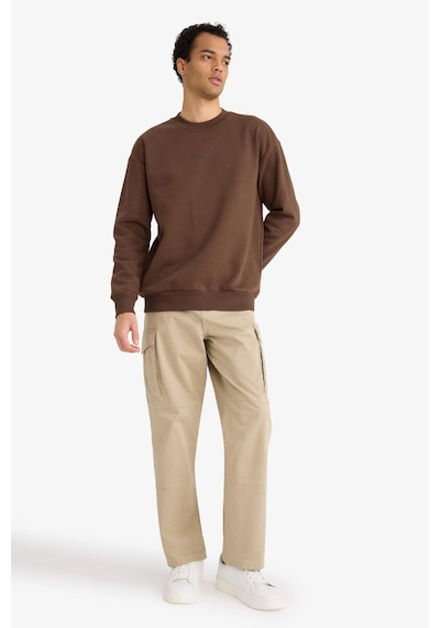 Defacto Boxy Fit Bisiklet Yaka Baskılı Sweatshirt X8282az25aubn539 Kahve-bn539