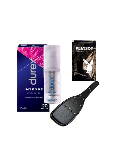 Durex Intense Kadın Uyarıcılı Jel + Siyah Deri Şaplak + Hediye