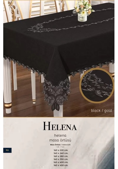 Helena Model Keten Dantelli 155x220 Cm Krem Şık Yemek Masası Örtüsü Tasarım Sarı