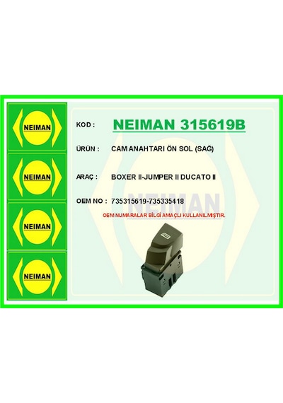 Cam Anahtarı Ön Sol Sağ Boxer Iı-jumper Iı Muratech - 38 Ducato Iı