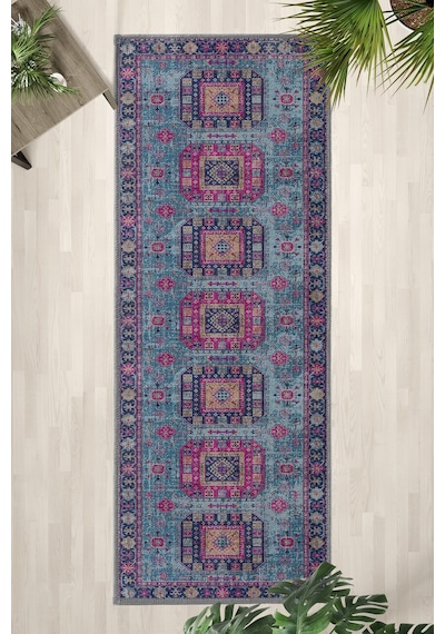 Vintage 221 Gri Yıkanabilir Mutfak Halısı