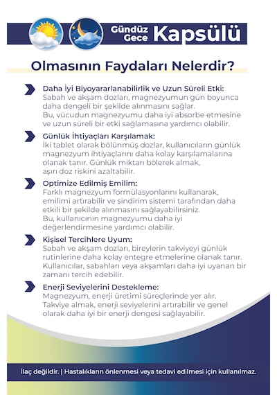 Orfarma Magnezyum Day & Night Takviye Edici Gıda 60 Kapsül