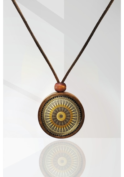Tahtakolik Arabesk Motif Ahşap Kolye Mor