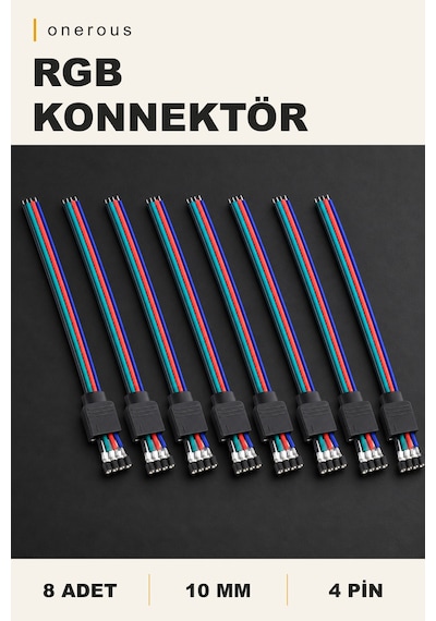 Onerous 8 Adet 4 Pin Dişi Şerit Led Konnektörü 10 Mm Diğer