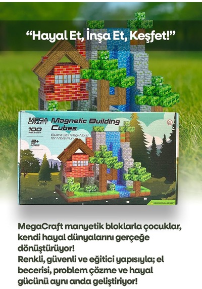 Manyetik Yapı Blokları 100 Parça Çocuklar Için Eğitici Oyuncak Seti Kitapçık Çanta