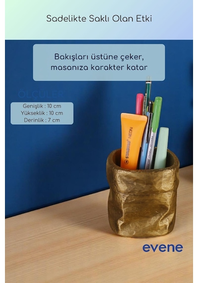 Kalemlik Masa Kalemliği Organizer Kalemlik Altın Eskitme Renk Model 80 Çok Renkli