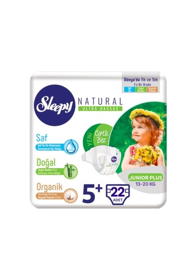 Sleepy Natural Bebek Bezi 5+ Numara Junior Plus 22 Adet