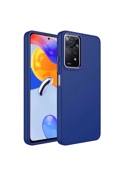 Xiaomi Redmi Note 11s Global Kılıf Metal Çerçeve Ve Buton Tasarımlı Silikon Zore Luna Kapak