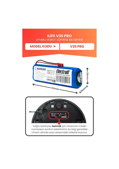 Ilife V3s Pro Uyumlu Batarya Yüksek Kapasite 2800mah Pil Robot Süpürge Bataryası Değişimi