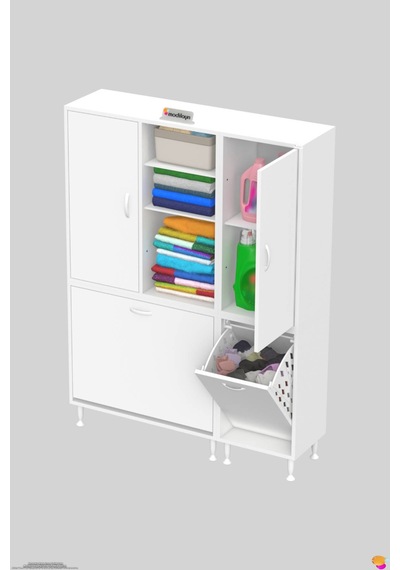 Ohbe 85 + 50cm Genişlik 160cm Boy 32,5cm Derinlik Kirli Sepetli 2 Uzun Kapak Çok Amaçlı Banyo Dolabı 85 + 50 Cm Ohbe 85 + 50cm Genişlik 160cm Boy 32,5cm Derinlik Kirli Sepetli 2 Uzun Kapak Çok Amaçlı Banyo Dolabı 85 + 50 Cm