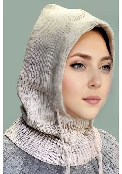 Tezzgelsin Kadın Triko Tesettür Örgü Bere Tesettür Başlık Tesettür Bere Taş Rengi
