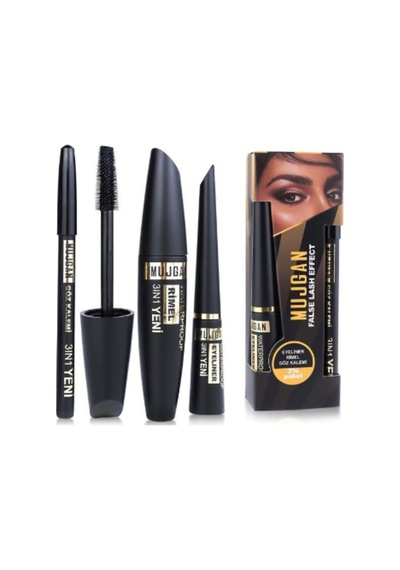 3'ü 1 Aradaa Göz Makyajı Seti - Eyeliner, Maskara, Kalemm Em