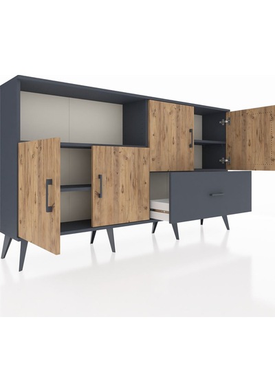 Arges Konsol 4 Raflı Tek Çekmeceli 4 Kapaklı 176x30x99 Antrasit-ç Antrasit-çam/antrasit Arges Konsol 4 Raflı Tek Çekmeceli 4 Kapaklı 176x30x99 Antrasit-ç Antrasit-çam/antrasit
