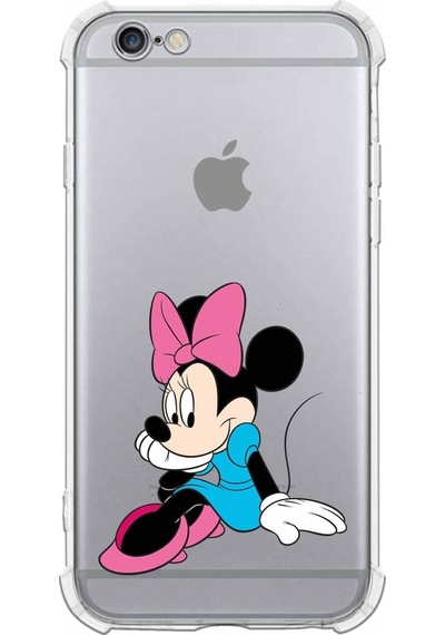 Apple Uyumlu iPhone 6  Köşe Korumalı Antişok Kapak Minnie Mouse Tasarımlı Şeffaf Kılıf