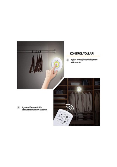 Mobee Uzaktan Kumandalı Yapışkanlı 3'lü Led Spot Lamba Diğer