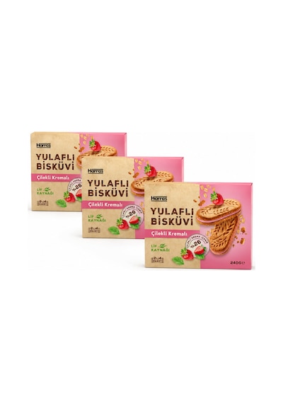 Yulaflı Bisküvi Çilekli Kremalı 240 G X 3 Adet
