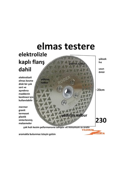Elmas Daire Testere Flanşlı Mermer Kesici 230 Turbo Elmas Granit