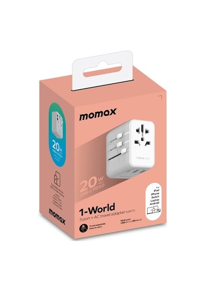 Momax UA11W 1 World 20 W 3 Port + AC Şarj Adaptörü Beyaz