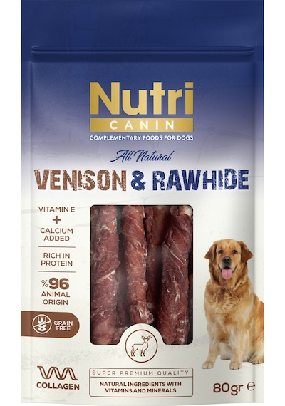 Nutri Canin Rawhide Geyik Eti Sargılı Kemik Köpek Ödülü 80 G