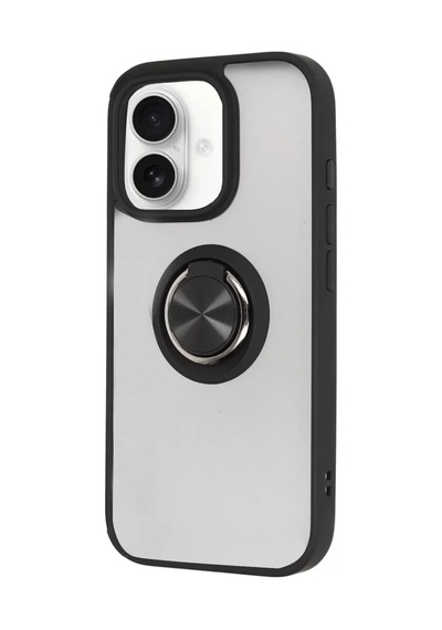 Newface Apple İphone 16 Kılıf Montreal Yüzüklü Silikon Kapak - Siyah