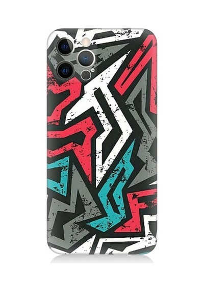 Apple Uyumlu iPhone 12 Pro Grafiti Mozaik Desenler Desenli Silikon Kılıf