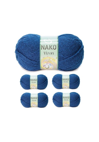 Tedar 5 Adet Vizon Premium Akrilik El Örgü İpi Yünü Renk No:517 Orta Mavi Najmaddin (No:1) 8.5Cm X 10.5 Cm