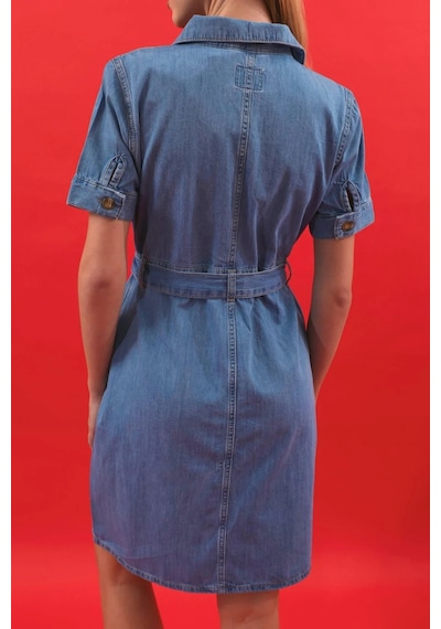 Banny Jeans Kemer Detaylı Jean Elbise 001