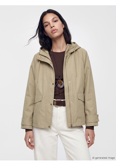 Lcw Vision Haki Kapüşonlu Oversize Kadın Yağmurluk