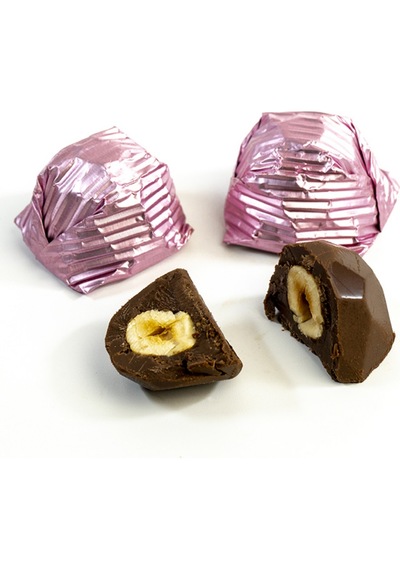 Nutat Pembe Sargılı Kristal Çikolata Fındık Kremalı & Bütün Fındıklı 500 Gr.
