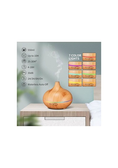 Aroma Difüzör Gece Işığı 7 Led Nemlendirici Kumandalı 550 Ml Buhar Makinesi Diğer 28319960