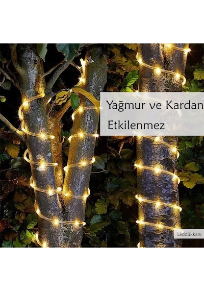 100 Led 12 Metre Sarı Solar Lamba Bahçe Aydınlatması