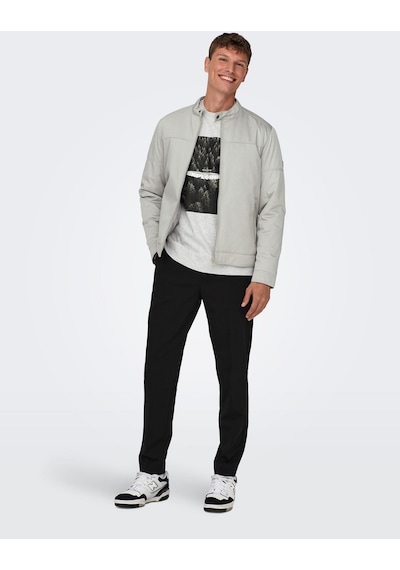 Only & Sons Erkek Önden Fermuarlı Ceket 22027380 Açık Gri