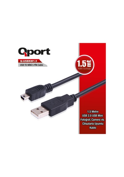 Qport Q-usbkm1.5 1,5m Usb2.0 Mini 5 Pin Kamera-188056