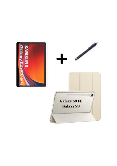 Samsung Galaxy Uyumlu Tab S9 Fe / S9 Kılıf Set Pu Deri Smart Tablet Kilifi Ekran Koruyucu + Kalem