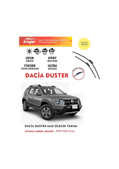 Dacia Duster Silecek Silgi Silgeç Silgeç Silgi Takımı Araca Özel Aparat 2018-2020 Arası