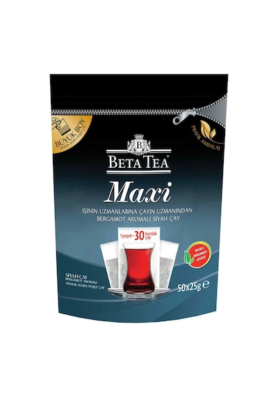 Beta Tea Maxi Bergamot Aromalı Siyah Demlik Poşet Çay 50 x 25 G