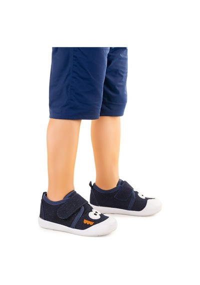 Kiko Kids Cookie Cırtlı Erkek Bebek İlk Adım Panduf Ayakkabı Lacivert