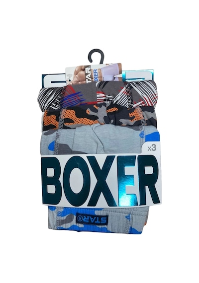 Modadua Star 106 Desenli Pamuklu Kemer Likralı 3'lü Boxer