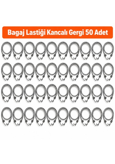 Bagaj Lastiği Kancalı Gergi 50 Adet / 90 Cm Bagaj Halatı