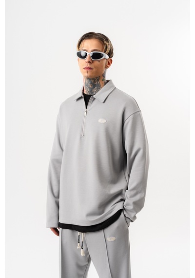 Respire Erkek Yarım Fermuarlı Modal Sweatshirt Gri