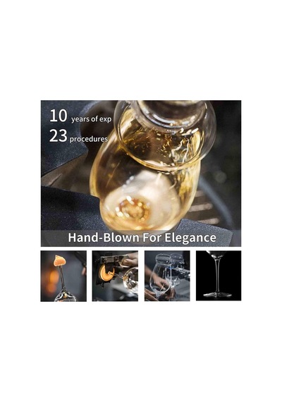 Tr Elle Üflemeli İtalyan Tarzı Kristal Şarap Kadehleri - Kurşunsuz Premium Kristal Şeffaf Cam - 20-21 Oz Set - Her Diğer