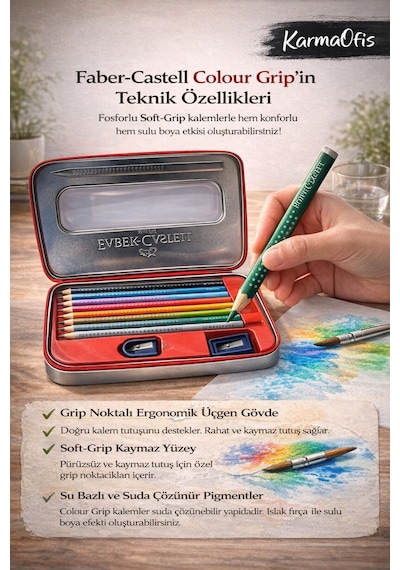 Faber-castell Colour Metal Kutulu Boyama Ve Çizim Seti 18 Parça Suda Çözünür Kalem