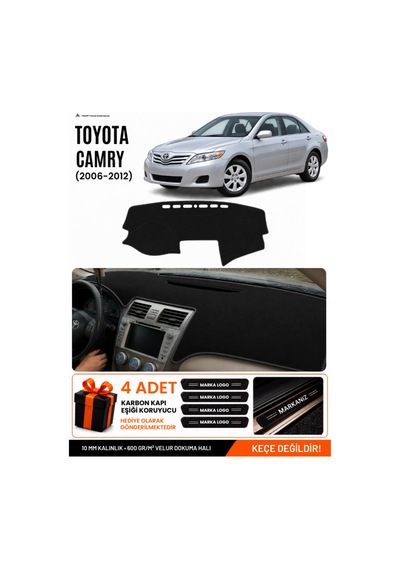 Toyota Camry 2006-2012 Uyumlu Torpido Koruma, Torpido Örtüsü, Torpido Kılıfı - Siyah