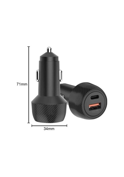 Hubrendy Tekno Hızlı Oto Şarj Cihazı 38w Çift Girişli Hızlı Şarj Oto Çakmaklık Type-c