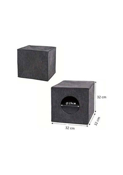 Kedi Evi Yuvası Keçe Antrasit Renk 3mm Kaliteli Keçe 32x32x32 Cm A3