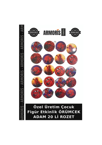 Özel Üretim Çocuk Figür Etkinlik Örümcek Adam 20 Li Rozet Çok Renkli